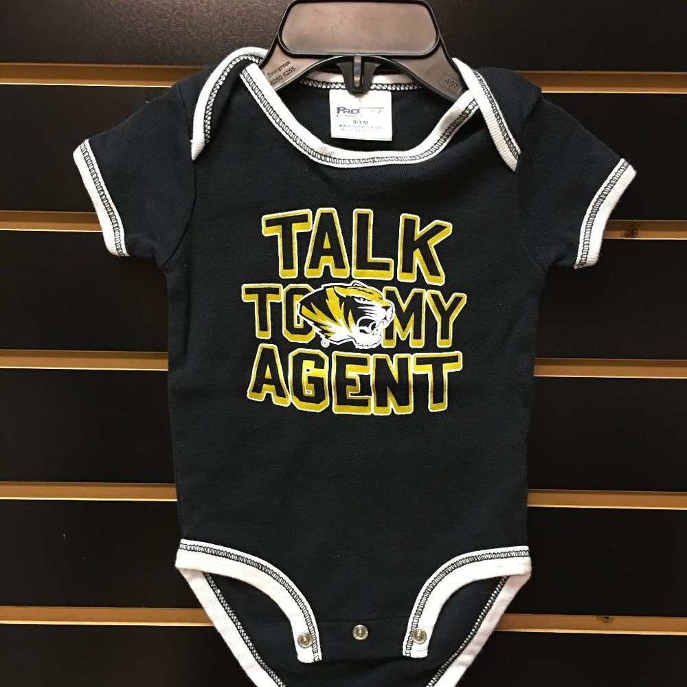 2/$12 💥♻ ProEdge Missouri Mizzou Talk to My Agent Black  Onesie | 0-3M | 0044